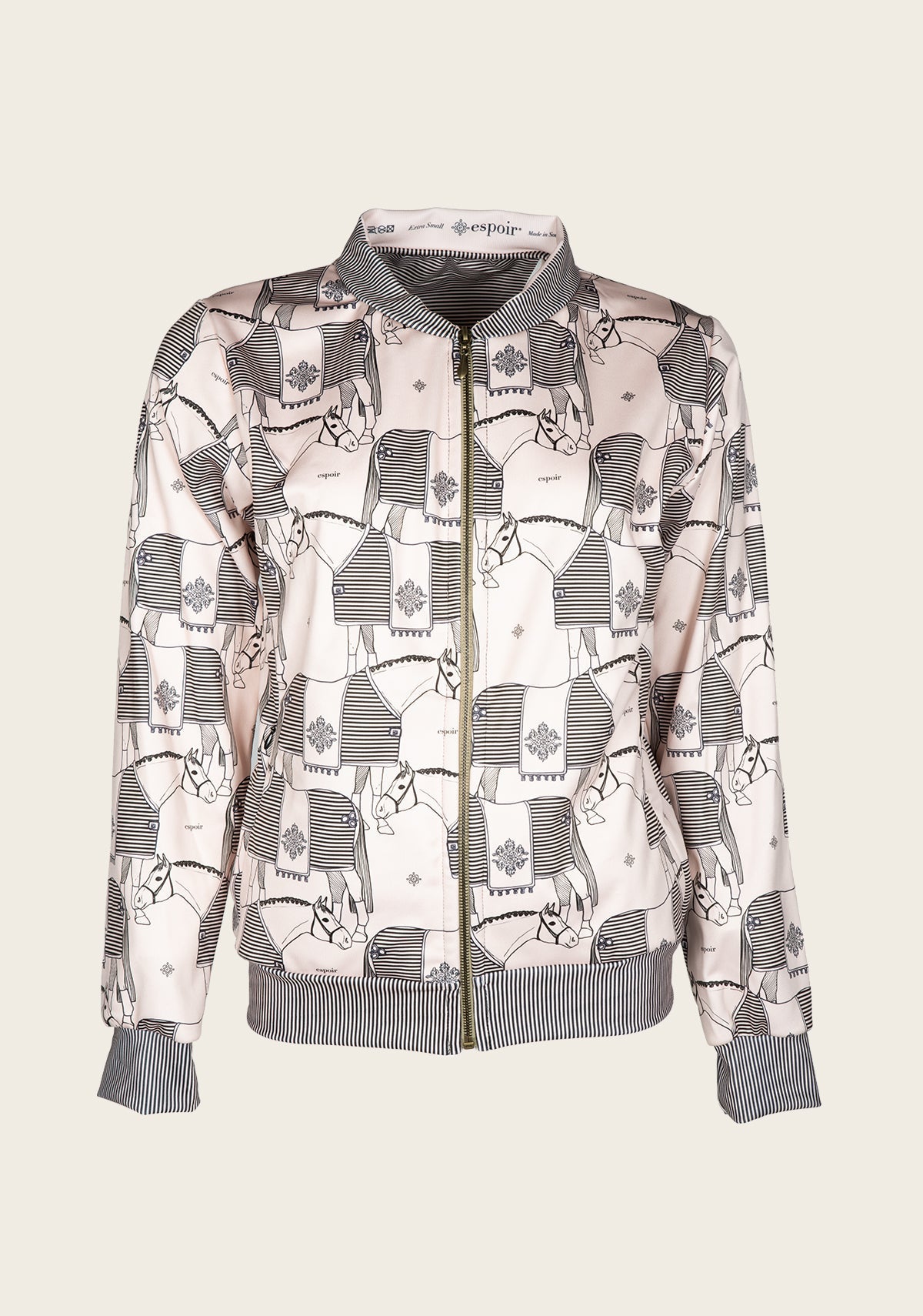 Espoir Beige Blanketed Horse Bomber Jacket