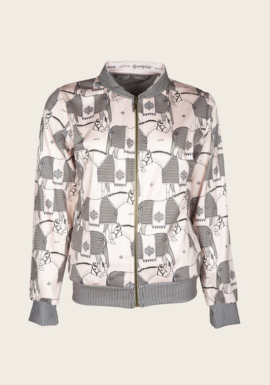 Espoir Beige Blanketed Horse Bomber Jacket