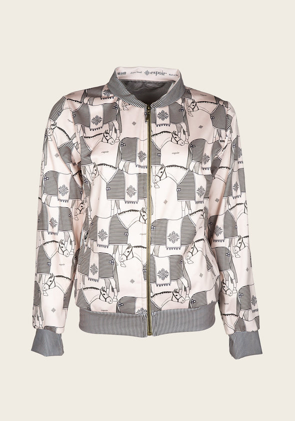 Espoir Beige Blanketed Horse Bomber Jacket