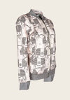 Espoir Beige Blanketed Horse Bomber Jacket
