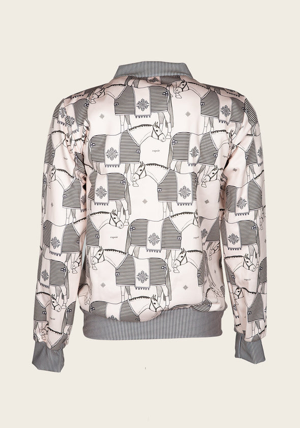 Espoir Beige Blanketed Horse Bomber Jacket