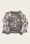 Espoir Beige Blanketed Horse Bomber Jacket