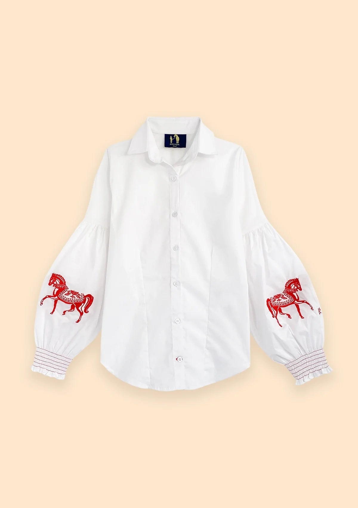 Annie Shirt Embroidered | White | Red Horse
