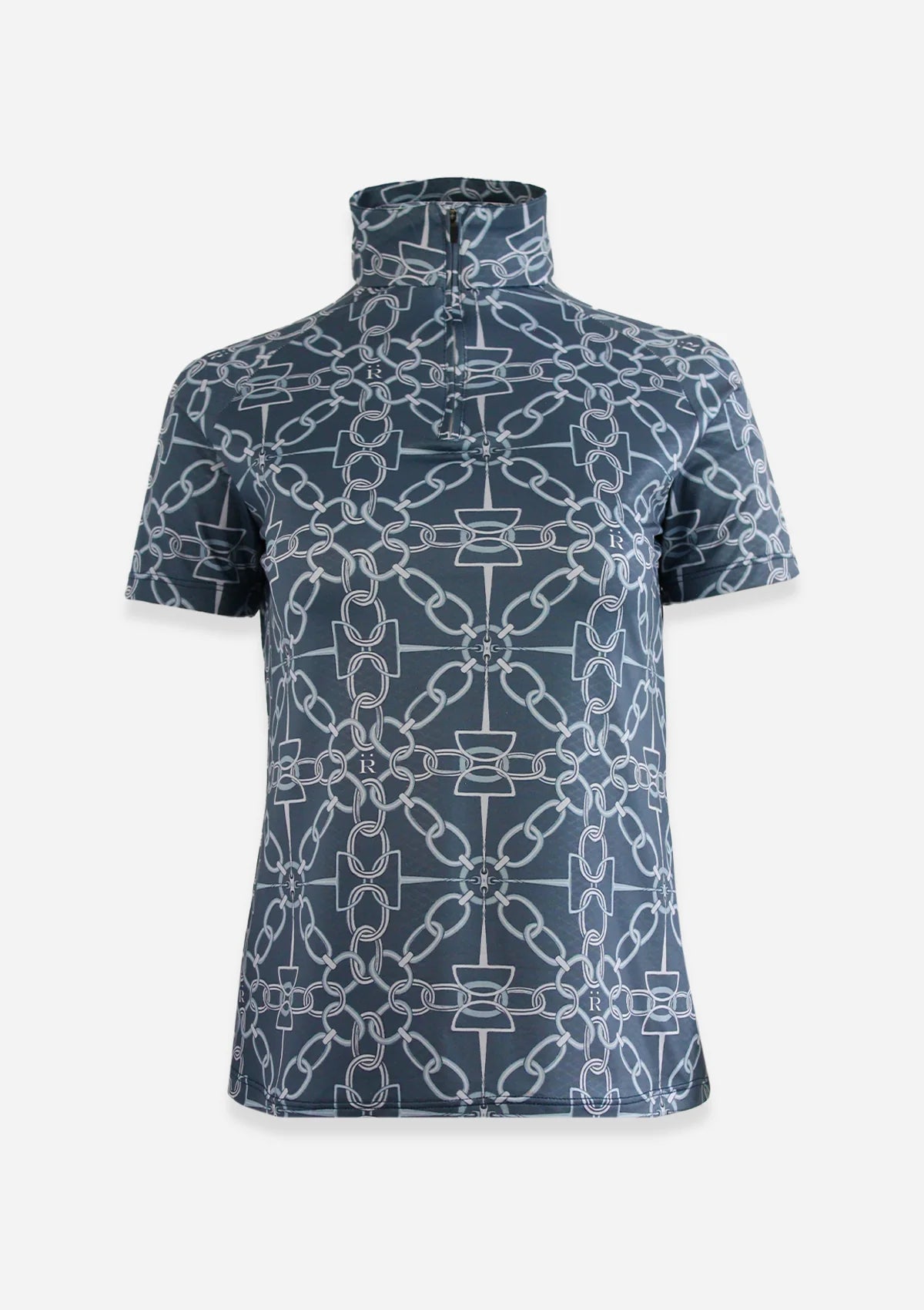 Bliss Quarter Zip | Short Sleeve | Chainlink Print | Navy