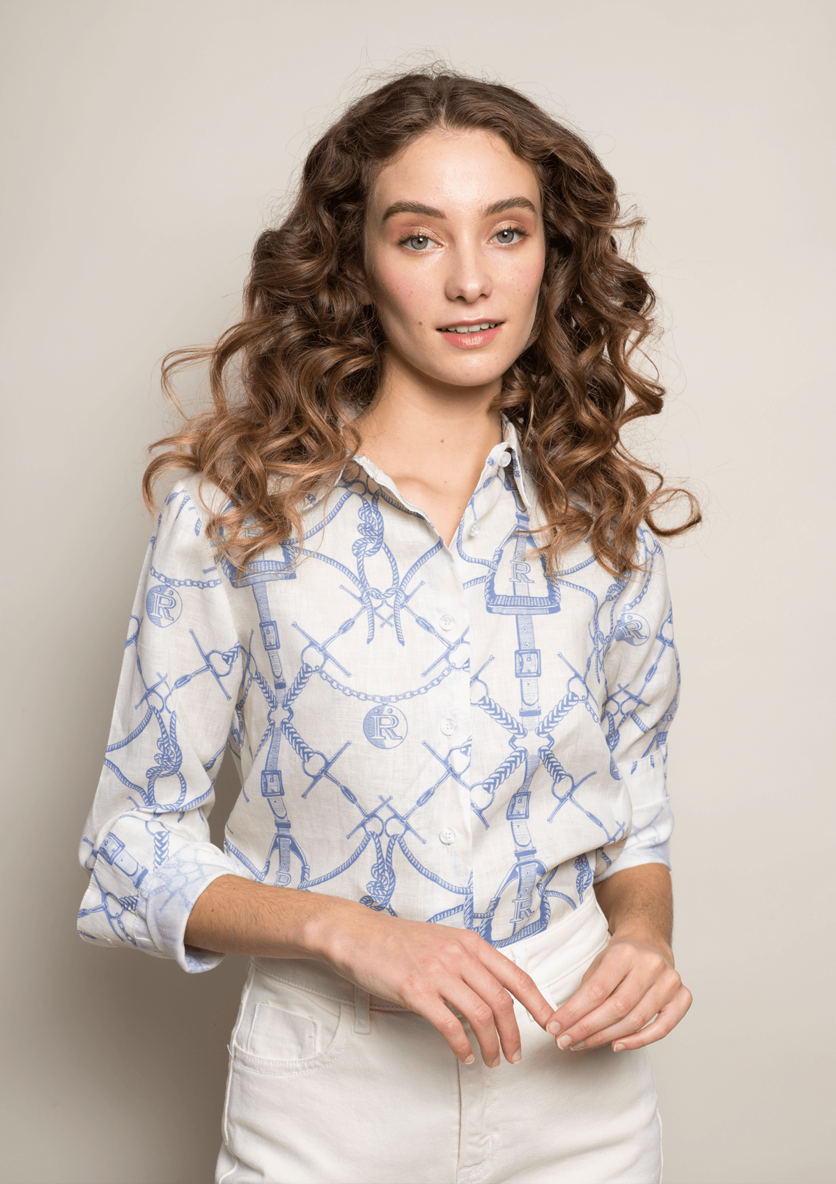Basic Linen Shirt | Morsetti Print - Cielo
