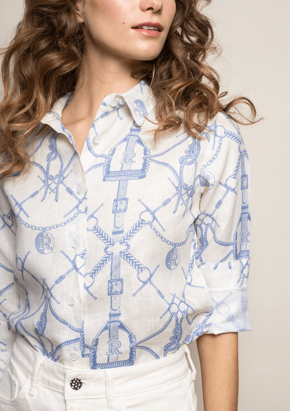 Basic Linen Shirt | Morsetti Print - Cielo