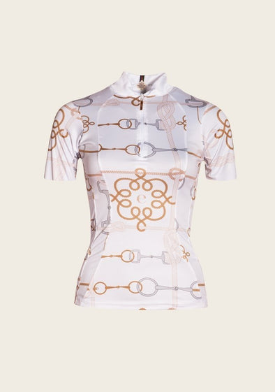 Espoir Cable White Quarter Zip Show Sun Shirt long Sleeve