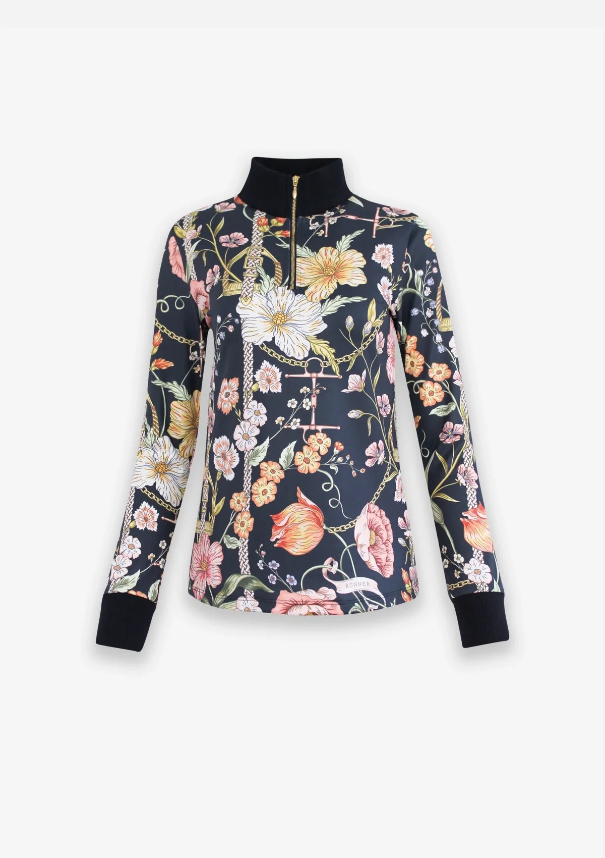 Emberly Quarter-Zip | Medium Weight | Long Sleeve | Botany Print | Nocturne