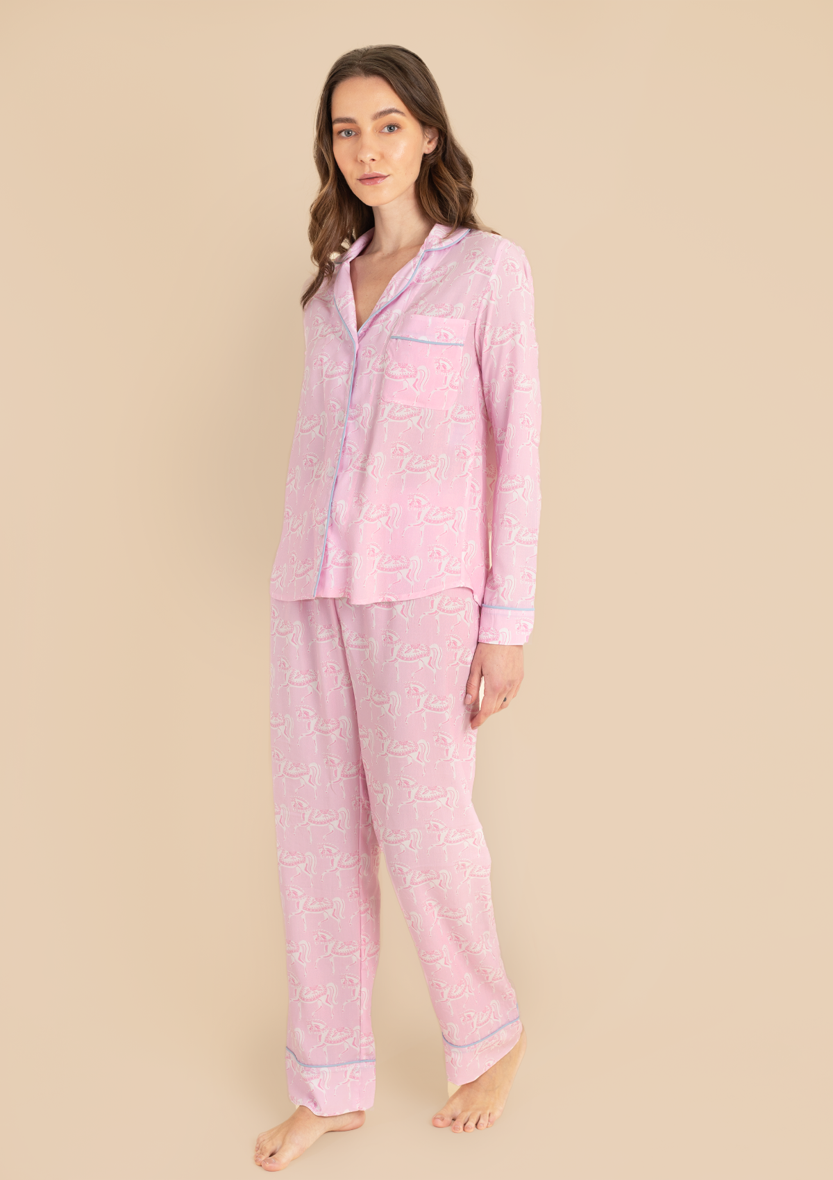 Whisper PJ's Set | Long Sleeve | Blossomare Print | Feather Pink