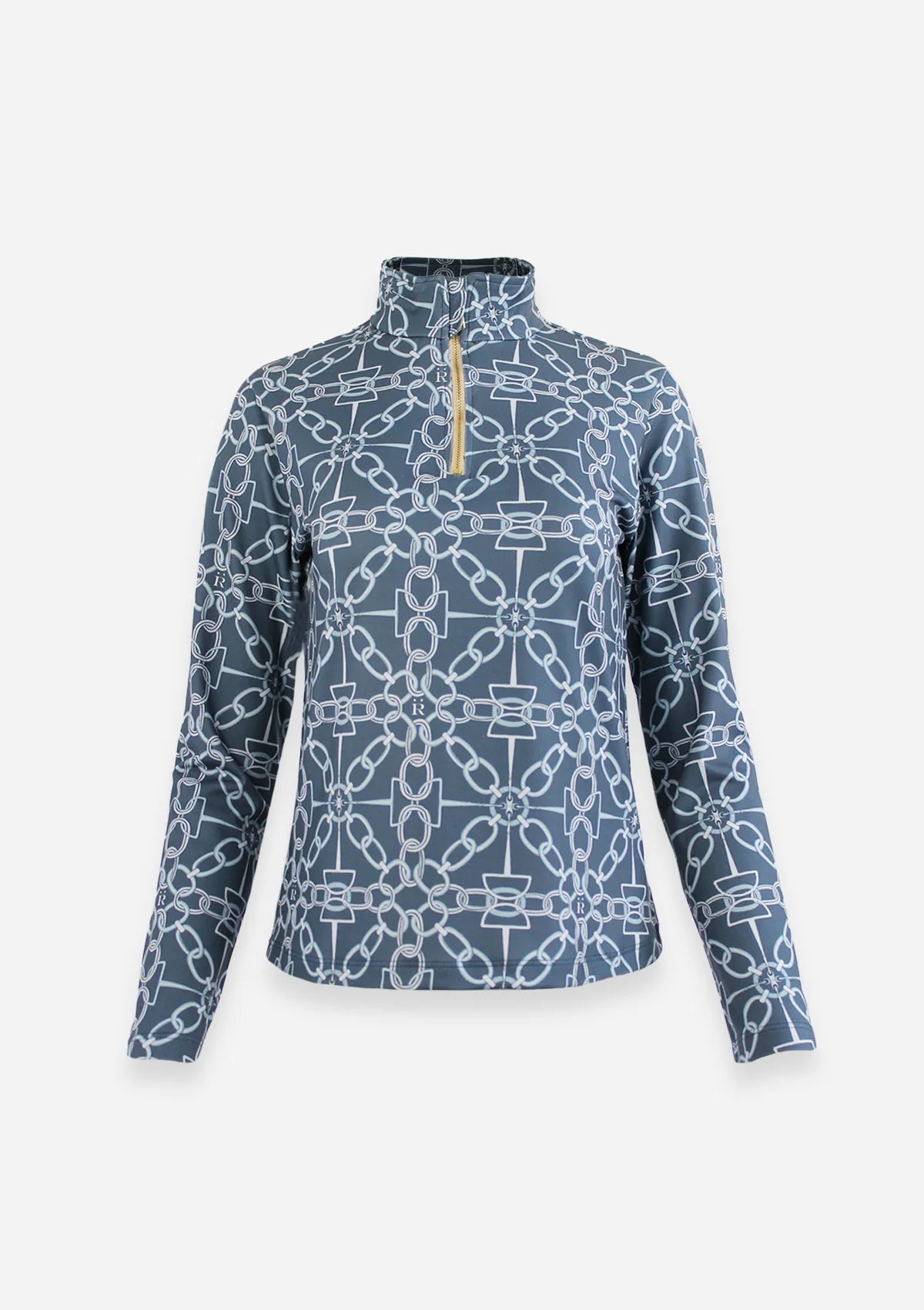 Harmony Quarter-Zip | Long Sleeve | Chainlink Print | Navy