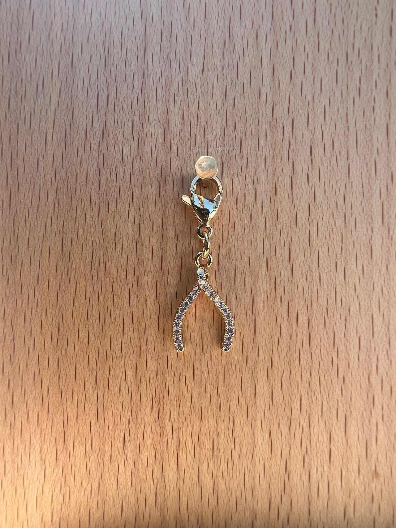 Sparkly Wishbone Braid Charm