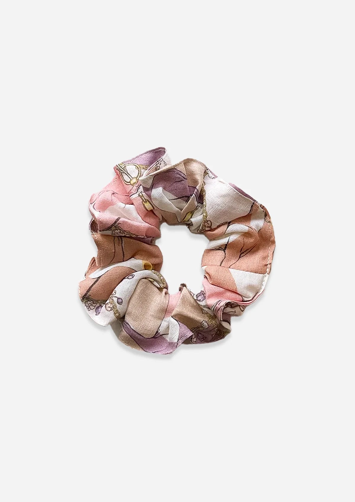 Linen Hair Scrunchie | Geo Horses Print