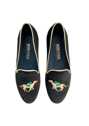 Mimosa Velvet Loafers - Jockey |Black & Gold