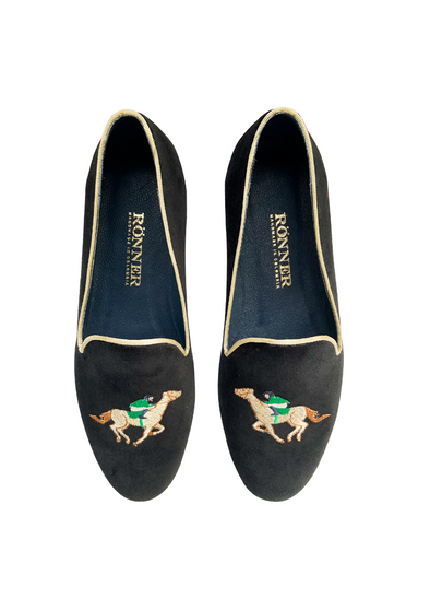 Mimosa Velvet Loafers - Jockey |Black & Gold