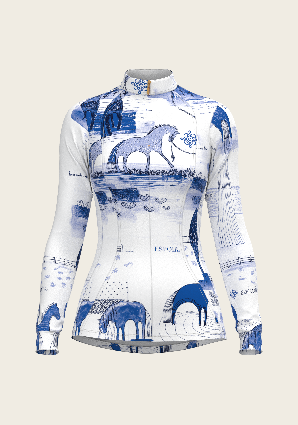 Daydreaming Horses in Blue Quarter Zip Sun Shirt