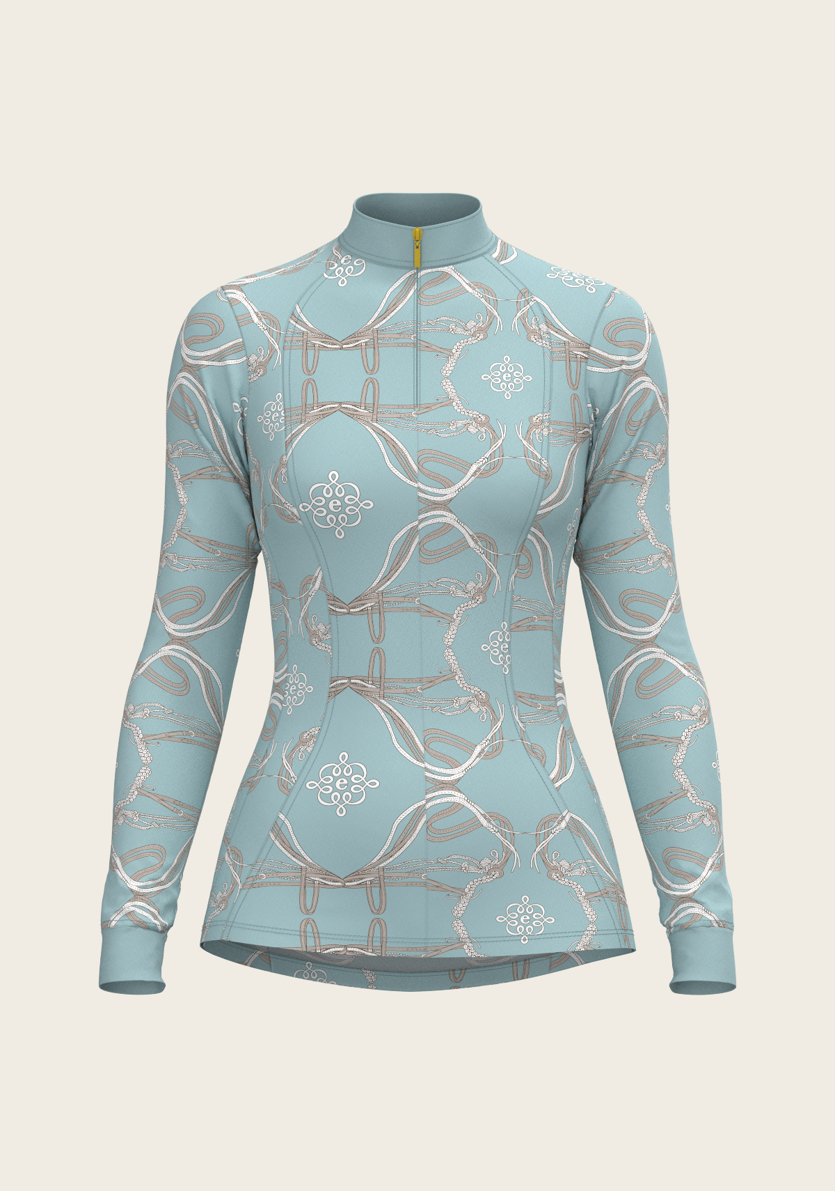 Roped Bridles on Sky Blue Quarter Zip Sun Shirt