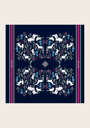 Rosettes on Navy Square Scarf