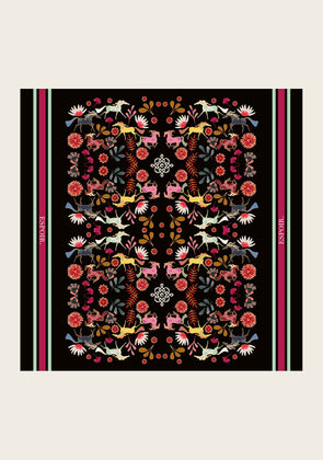  Bouquet on Black Square Scarf