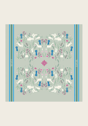  Rosettes on Lime Green Square Scarf
