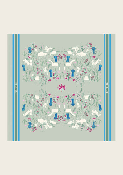  Rosettes on Lime Green Square Scarf