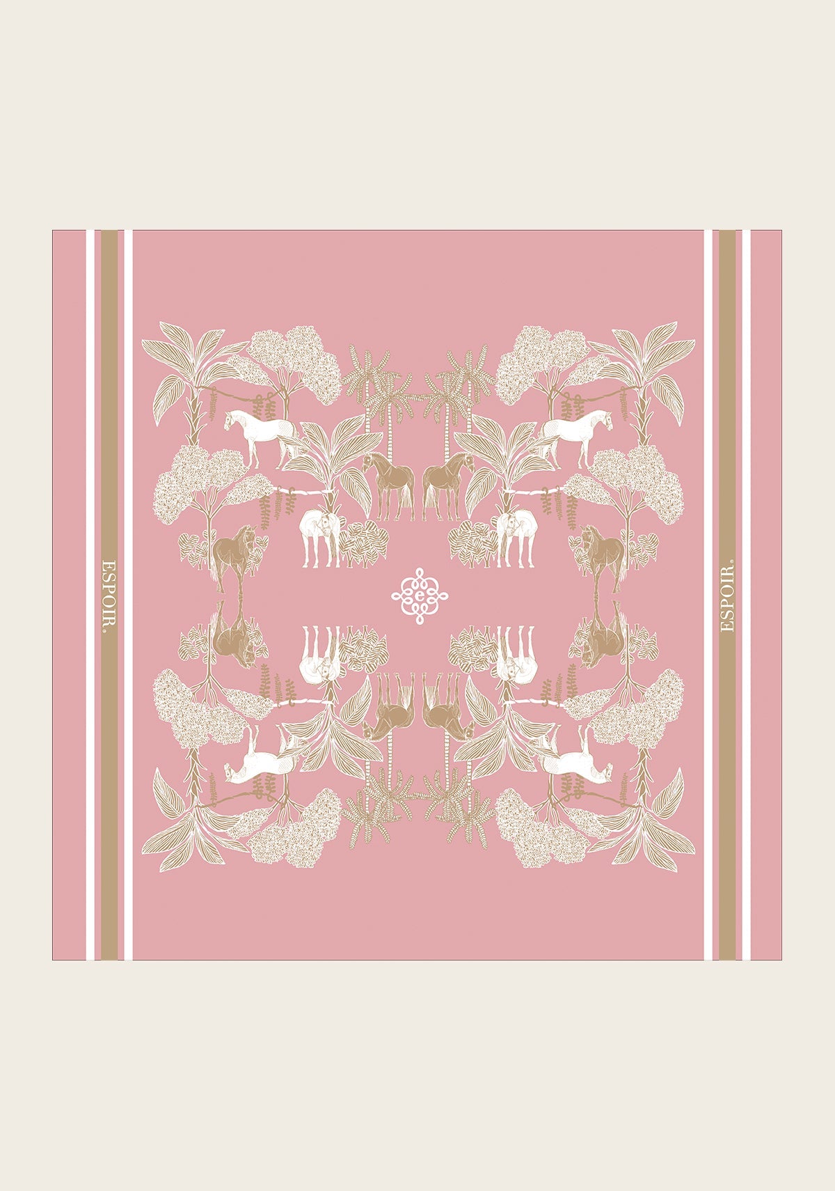  Island Horses on Rose Square Scarf