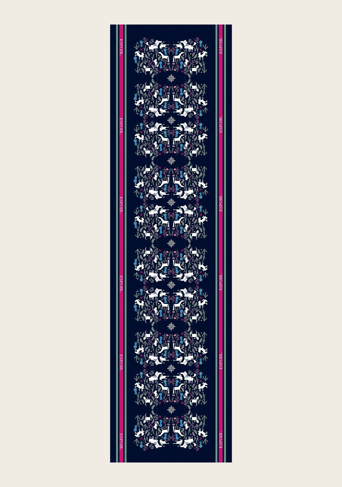  Rosettes on Navy Rectangular Scarf