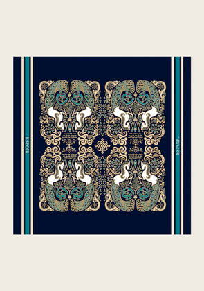 Mermaid Horses on Navy Square Scarf