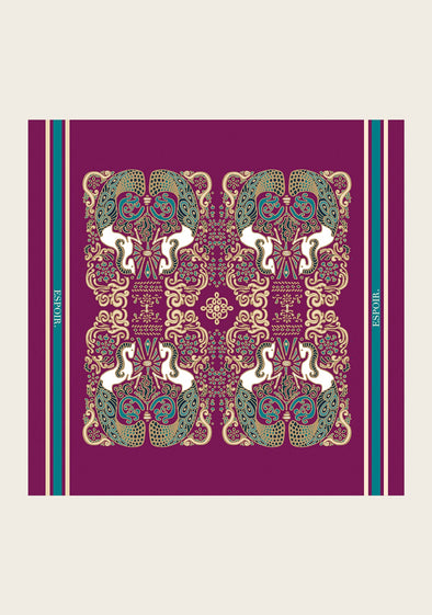 Mermaid Horses on Berry Square Scarf