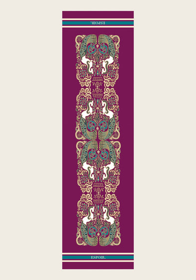 Mermaid Horses on Berry Rectangular Scarf
