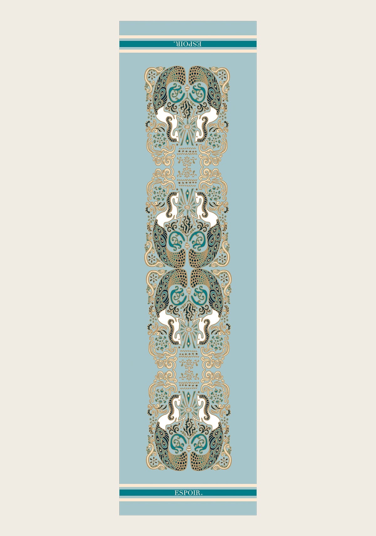 Mermaid Horses on Skye Blue Rectangular Scarf