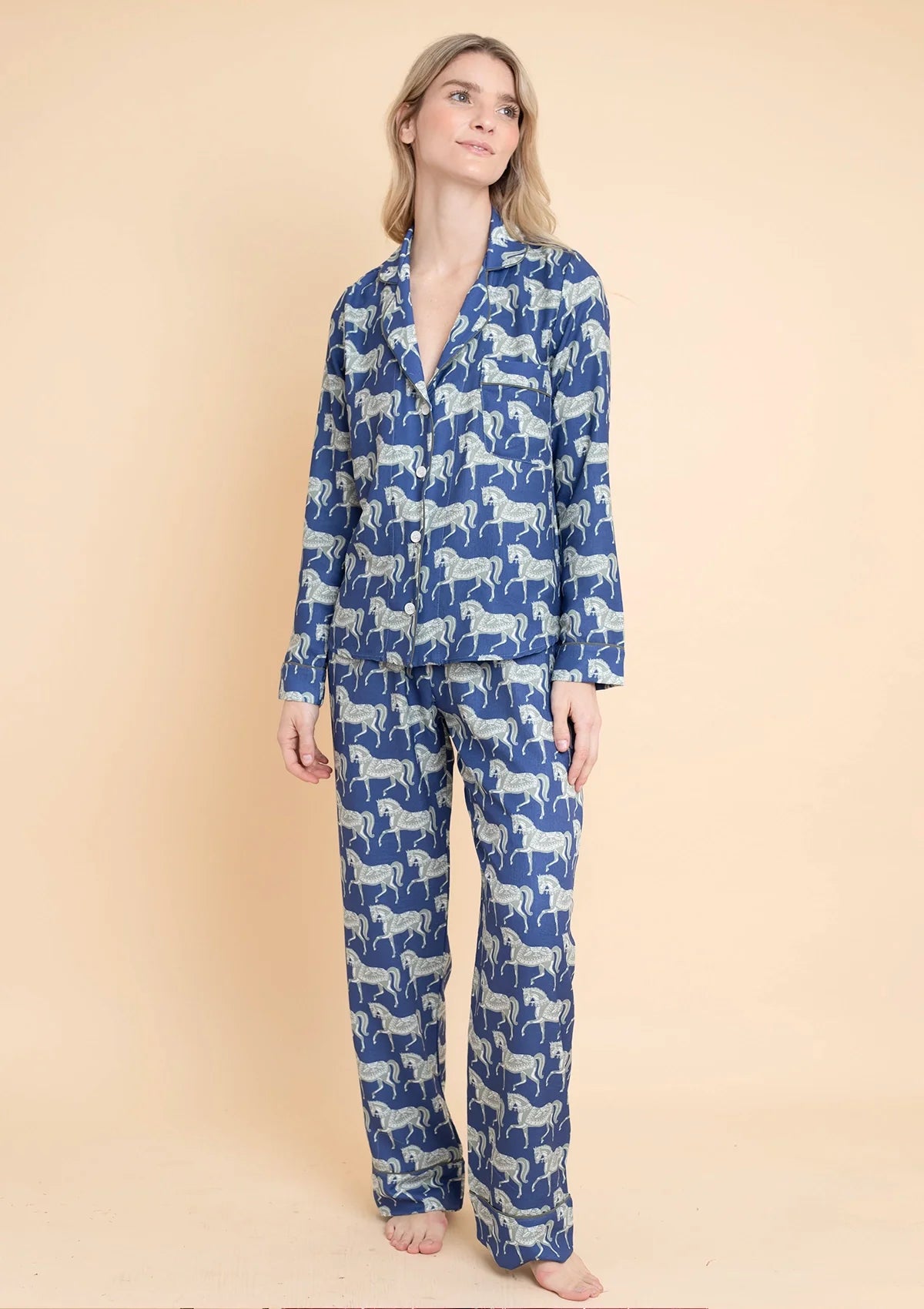 Whisper PJ's Set | Long Sleeve | Blossomare Print | Navy & Green