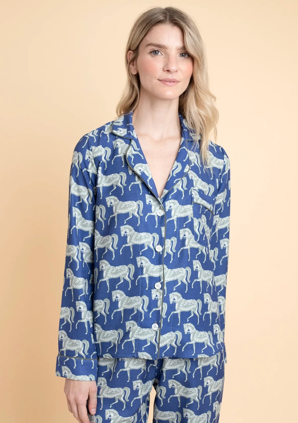 Whisper PJ's Set | Long Sleeve | Blossomare Print | Navy & Green
