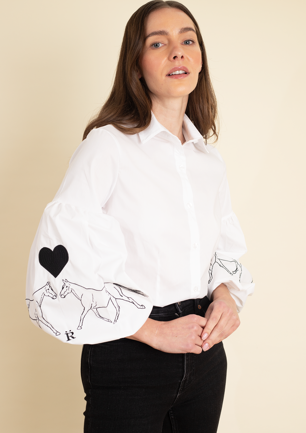 Annie Shirt – Special Edition LOVE - White & Black Embroidery