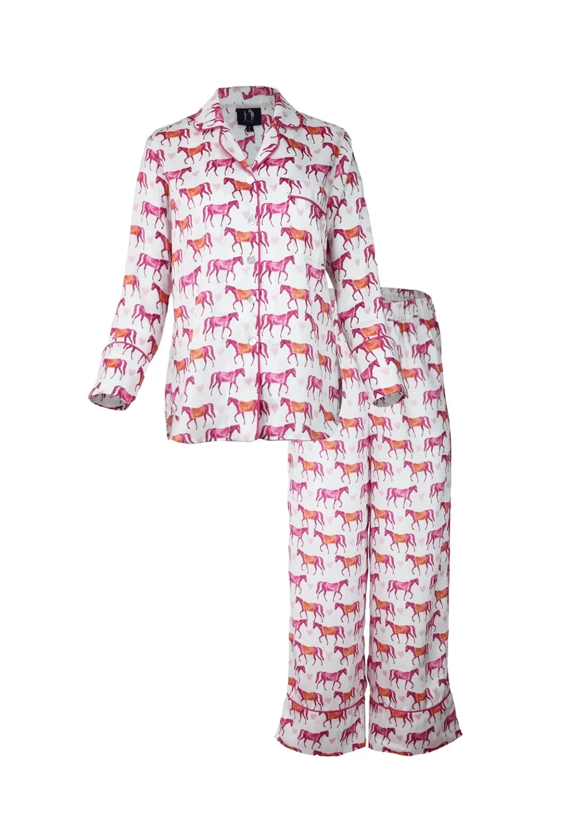 Be Mine PJ'S Set Long Sleeve | White | Equestrian Sleepwear Collection