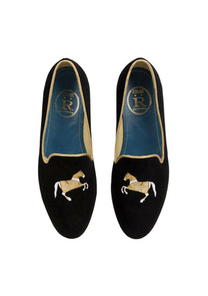 Mimosa Velvet Loafers - Carrousel | Black & Gold