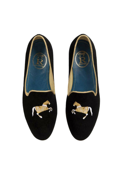 Mimosa Velvet Loafers - Carrousel | Black & Gold