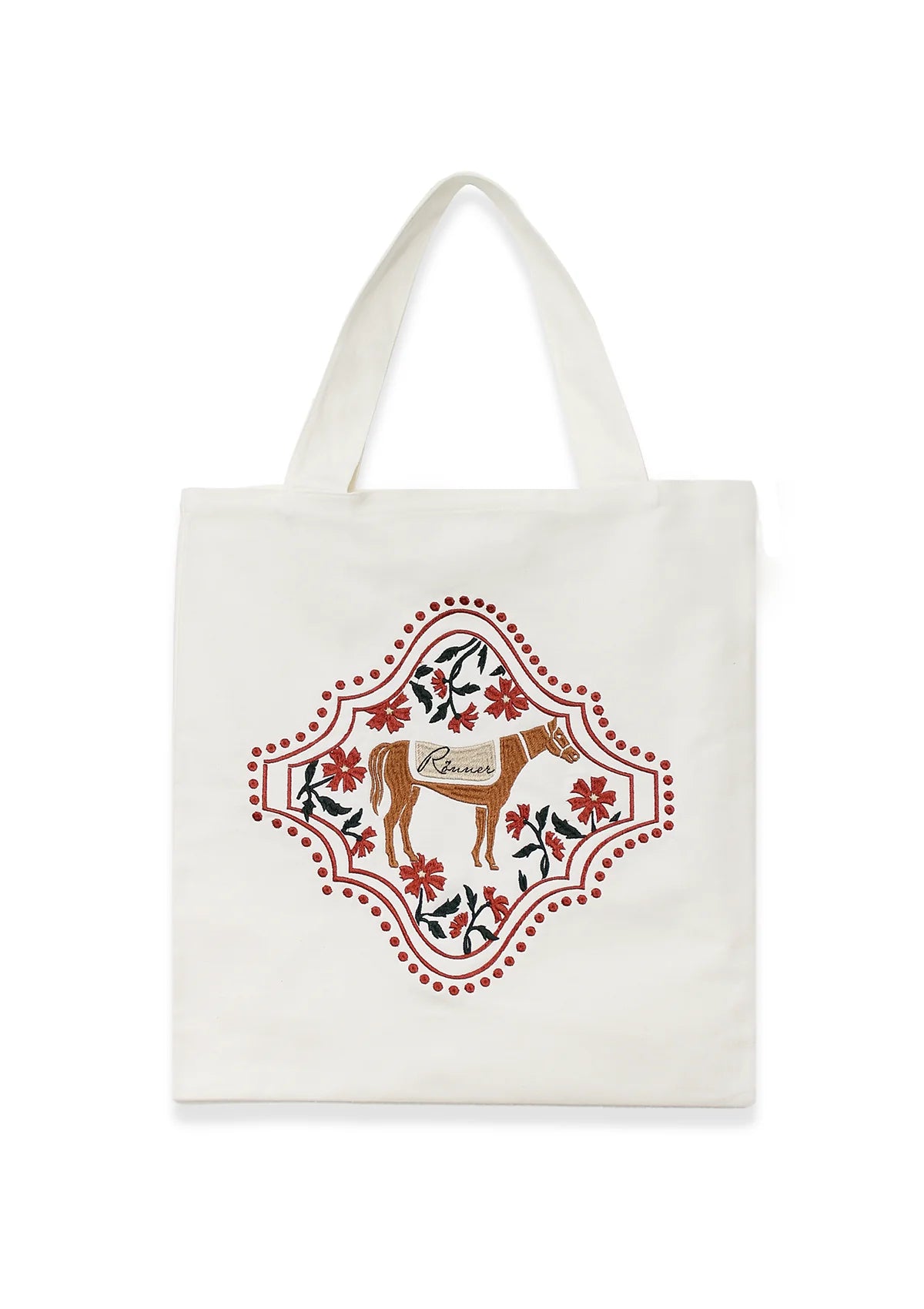 Floral Horses Cotton Tote | Terracotta